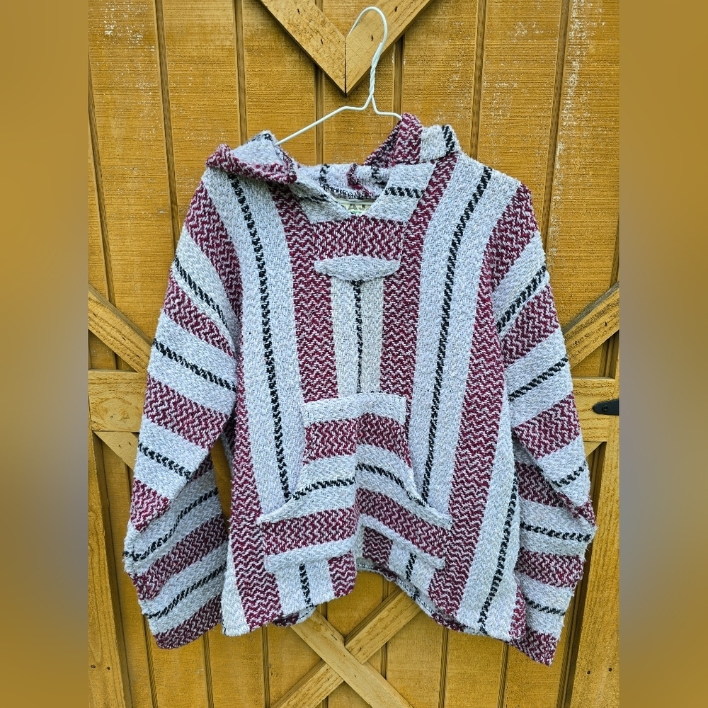 Baja Joe Striped Hooded Sweater - Red and White